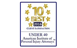 American Institute of Personal Injury Attorneys 10 Best Client Satisfaction 2016 Under 40